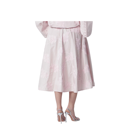 Orchid Pink Skirt With Floral Embroidery - Image 2