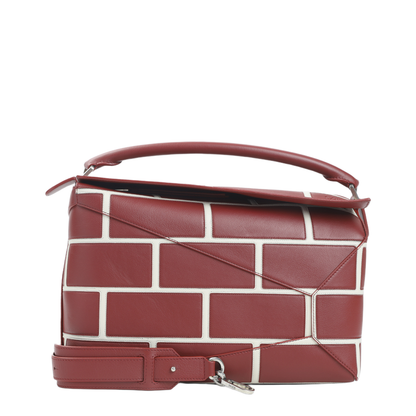 Puzzle Edge Large Calfskin Shoulder Bags - Red - Image 2