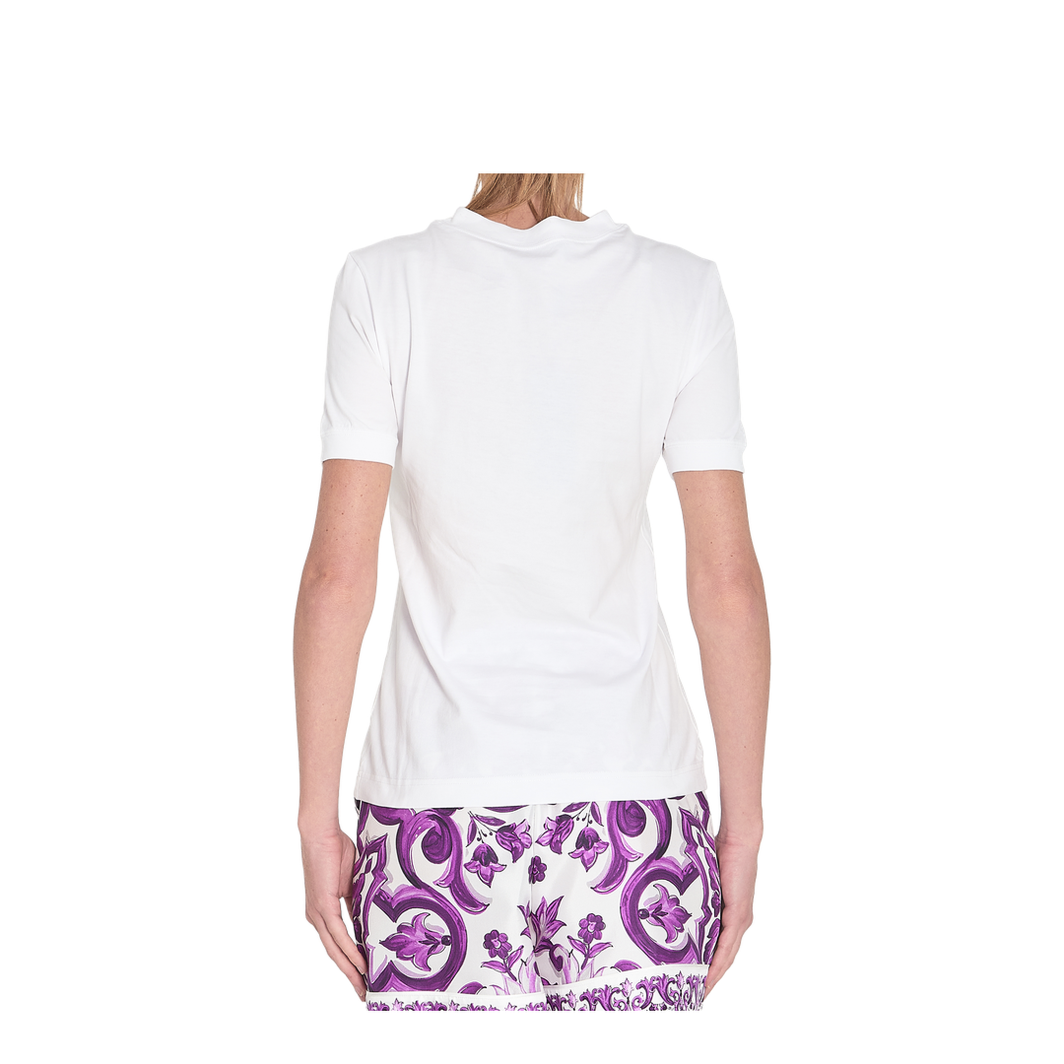 Short-sleeved Cotton T-Shirt in White - Image 4