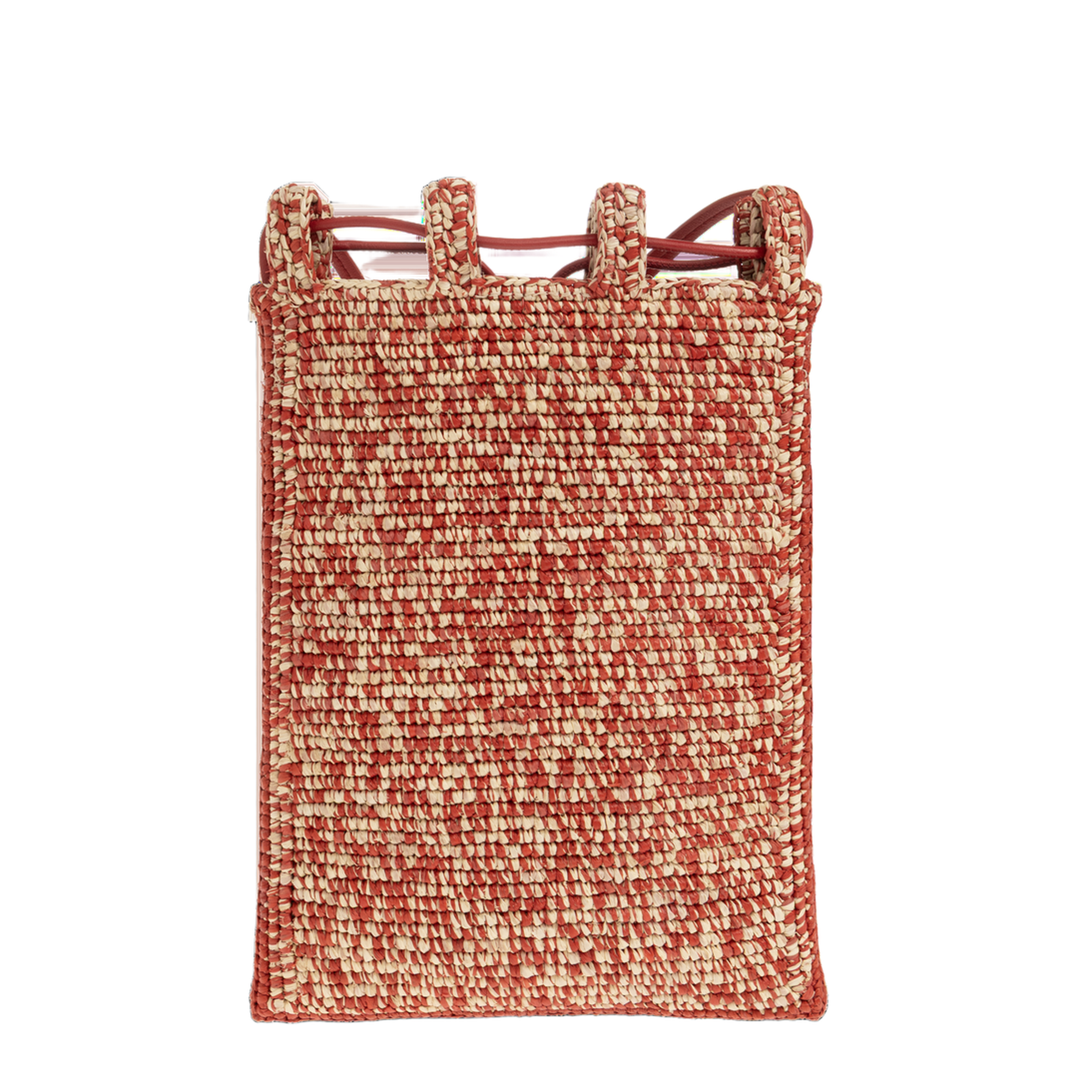 Medium Raffia Drawstring Pocket - Multicolor Red - Image 3