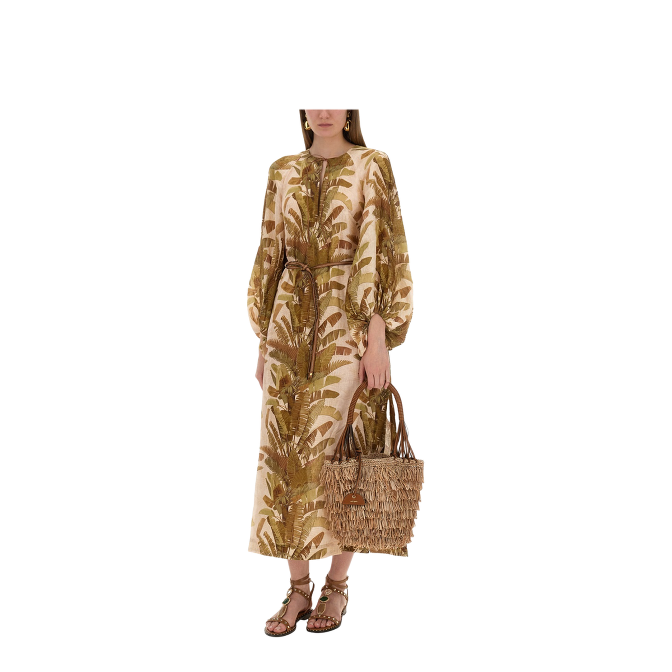 Palm Ascension Linen Midi Dress - Image 2