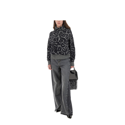 Two-Tone Black Wide-Leg Denim Jeans - Image 2