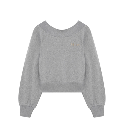 Gray Mélange/Beige Sweatshirt with Cut Out - Image 1