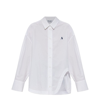 Shirt in White and Navy Blue Popeline - Image 1
