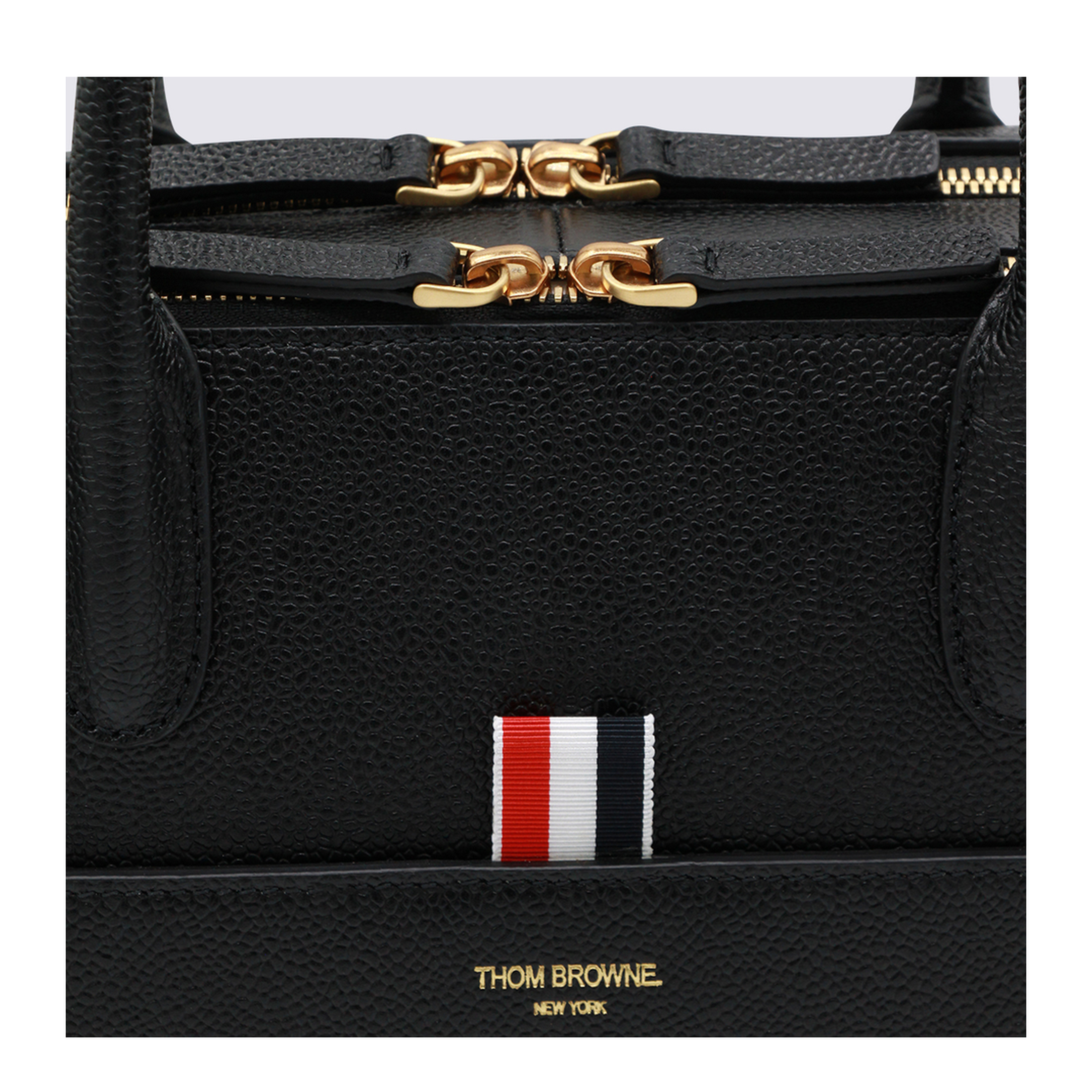 Black Double Brass Zipper Bag - Image 8