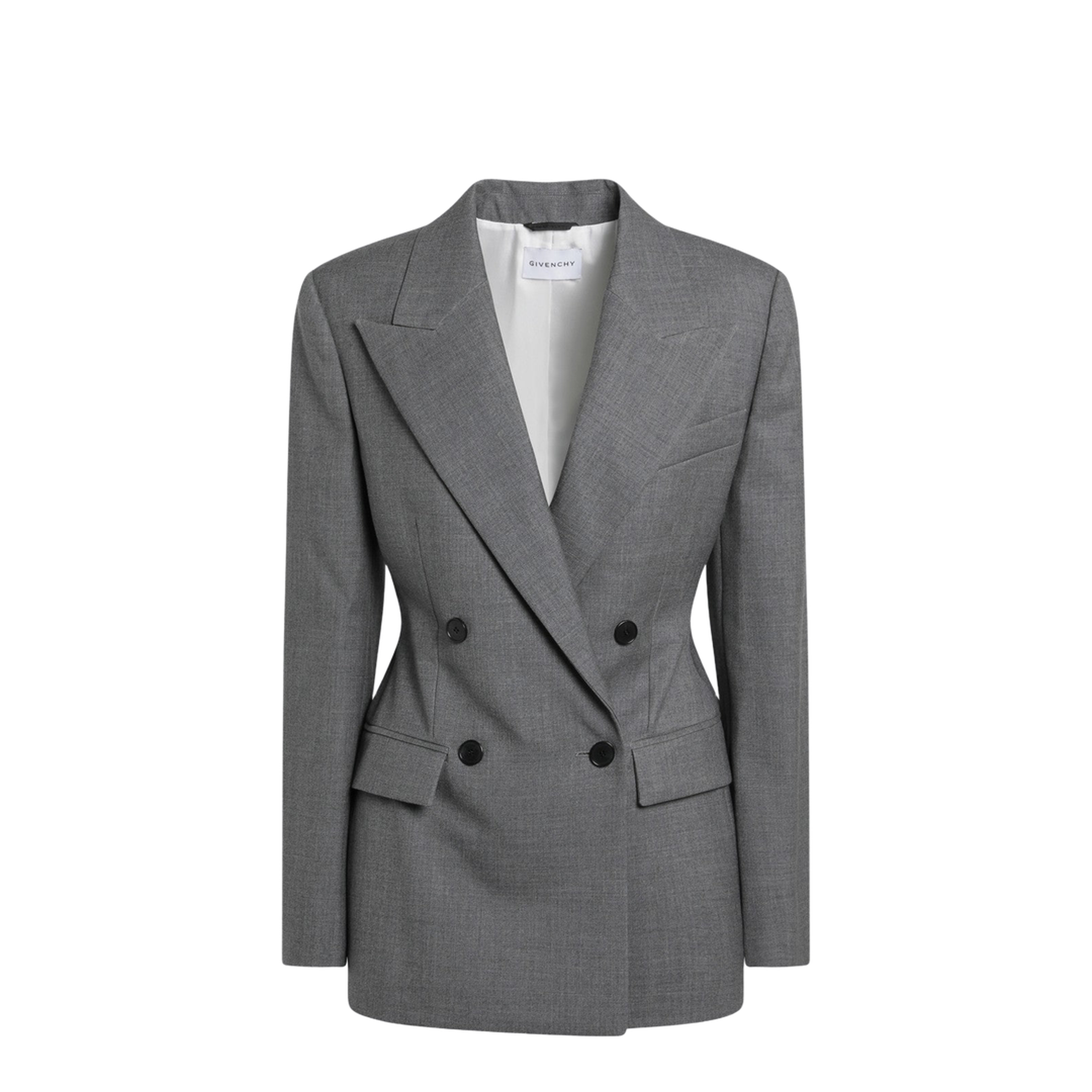 Grey Double-Breasted Wool Jacket - Image 1