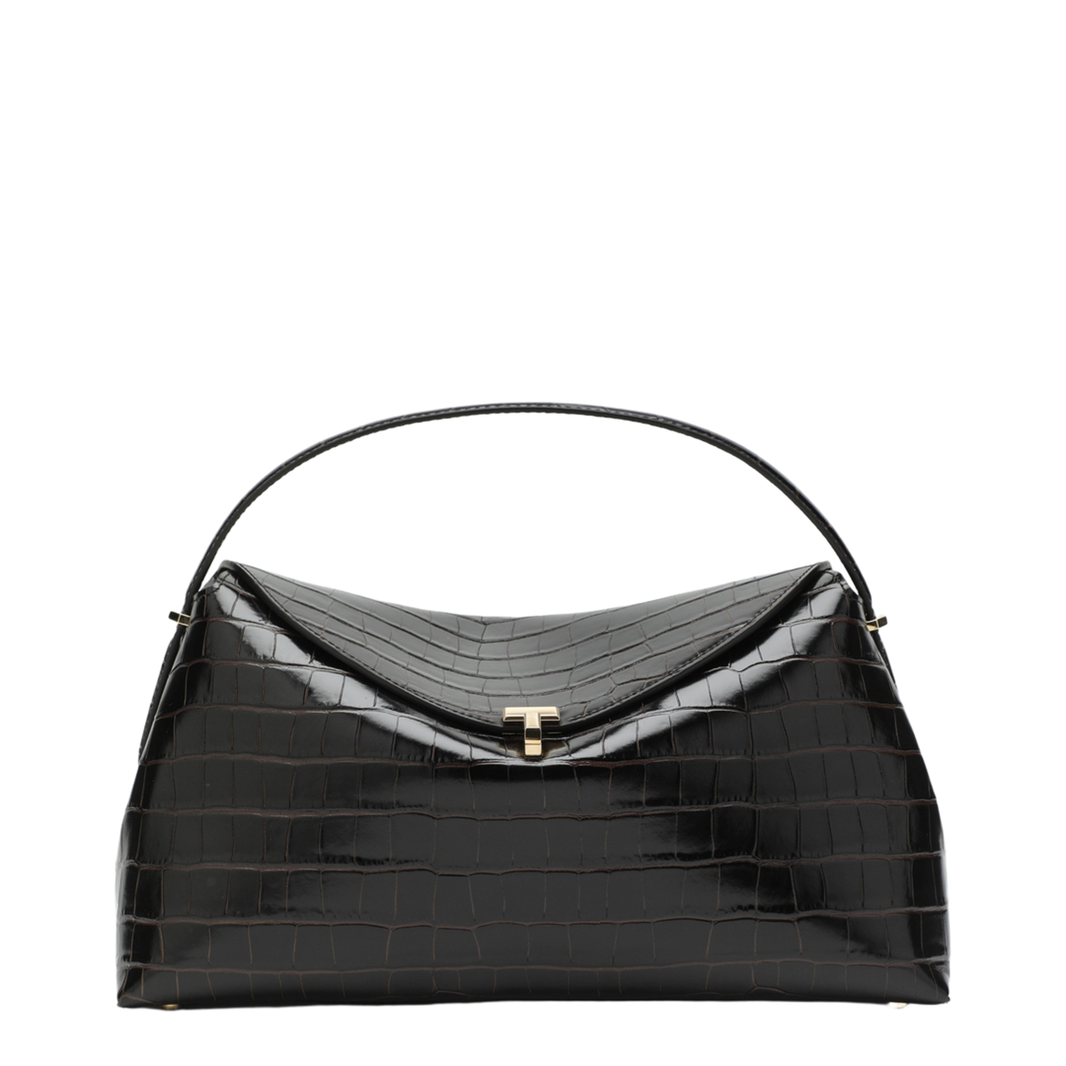 Everyday Bag in Dark Brown Crocodile-Embossed Leather - Image 1