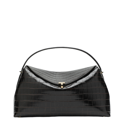 Everyday Bag in Dark Brown Crocodile-Embossed Leather - Image 1
