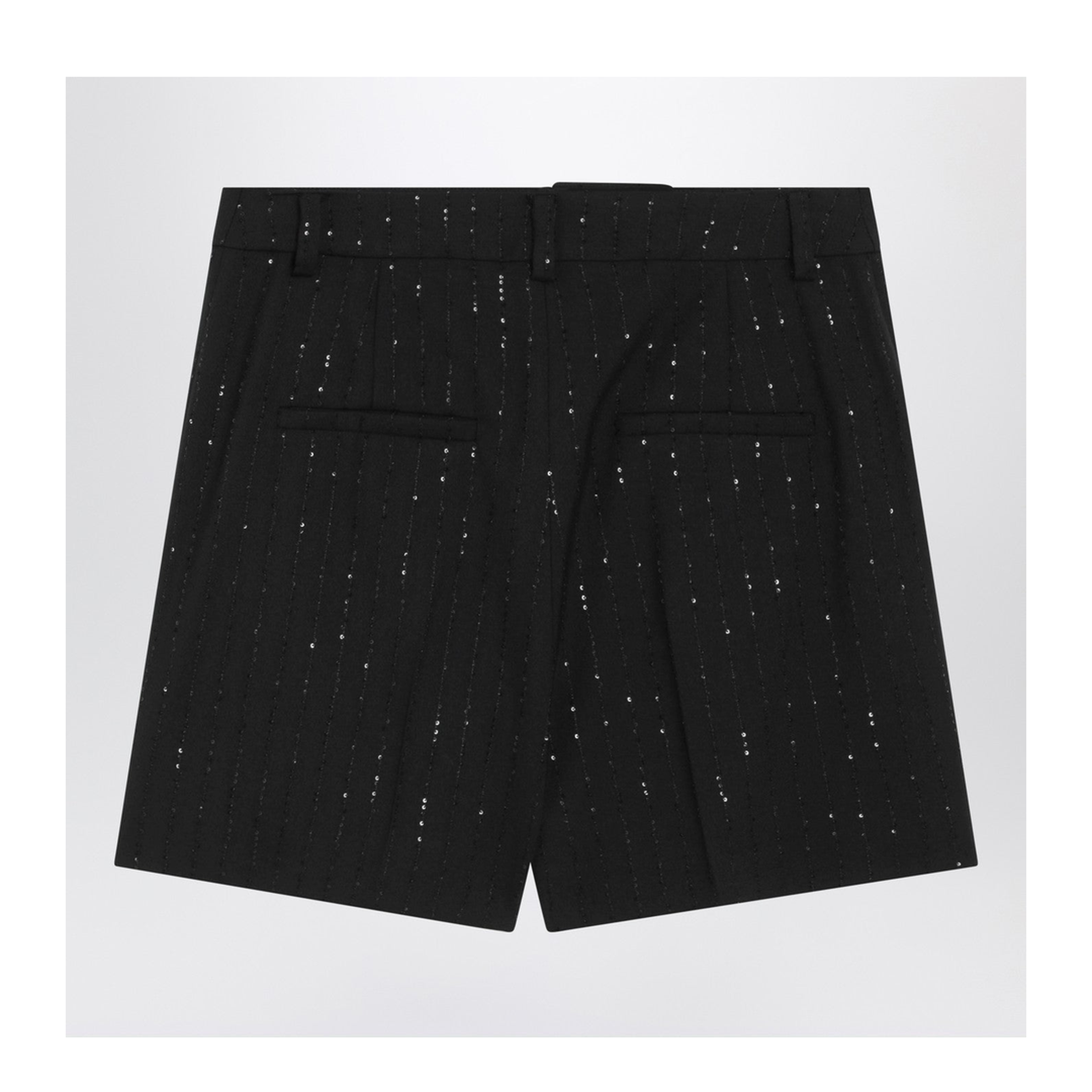 Black Shorts with Pinstripe-Effect Micro Sequins - Image 2