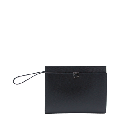 Gancini Hammered Calfskin Pouch - Nero - Image 2