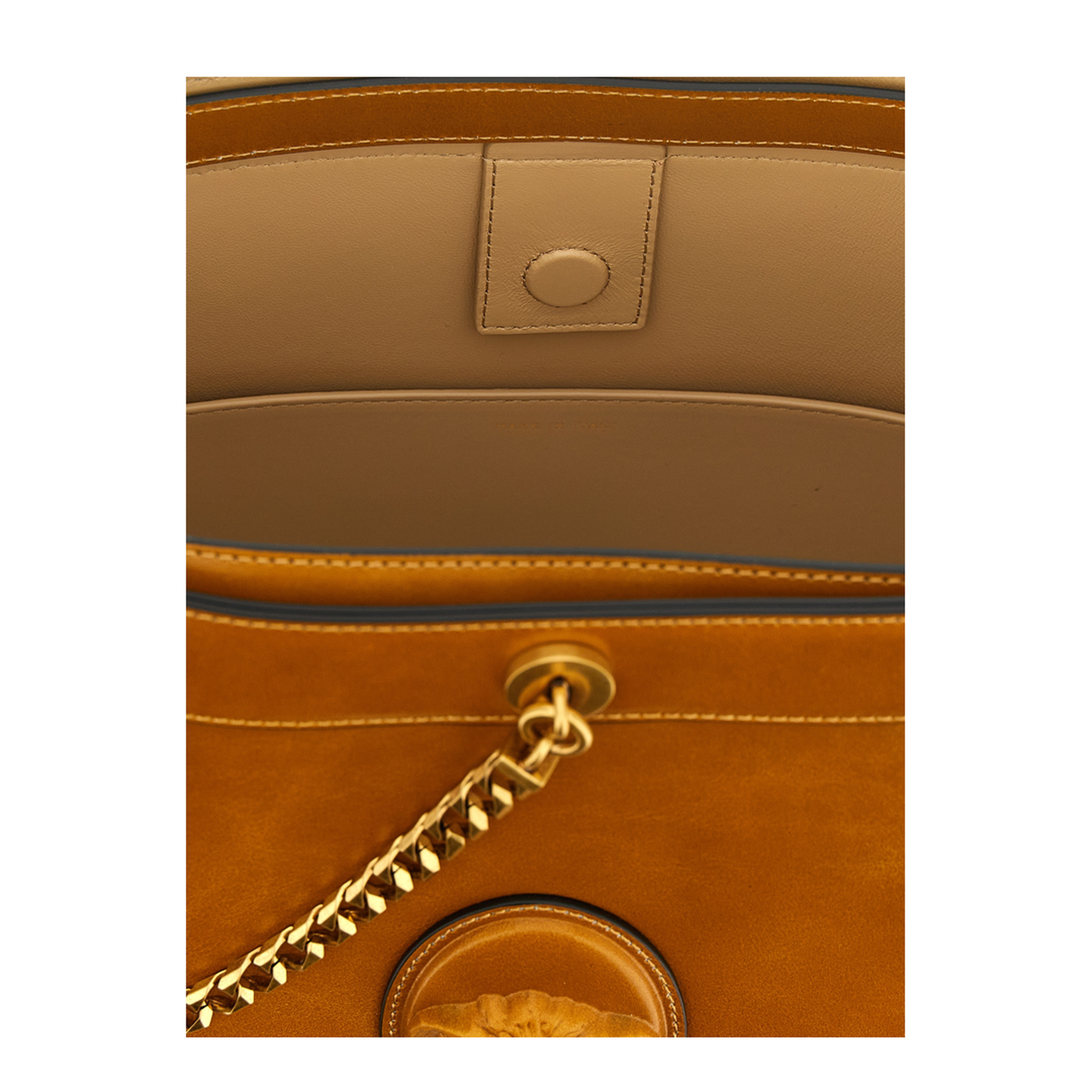 Pivot Small Calf Leather Bucket Bag - Camel - Image 4
