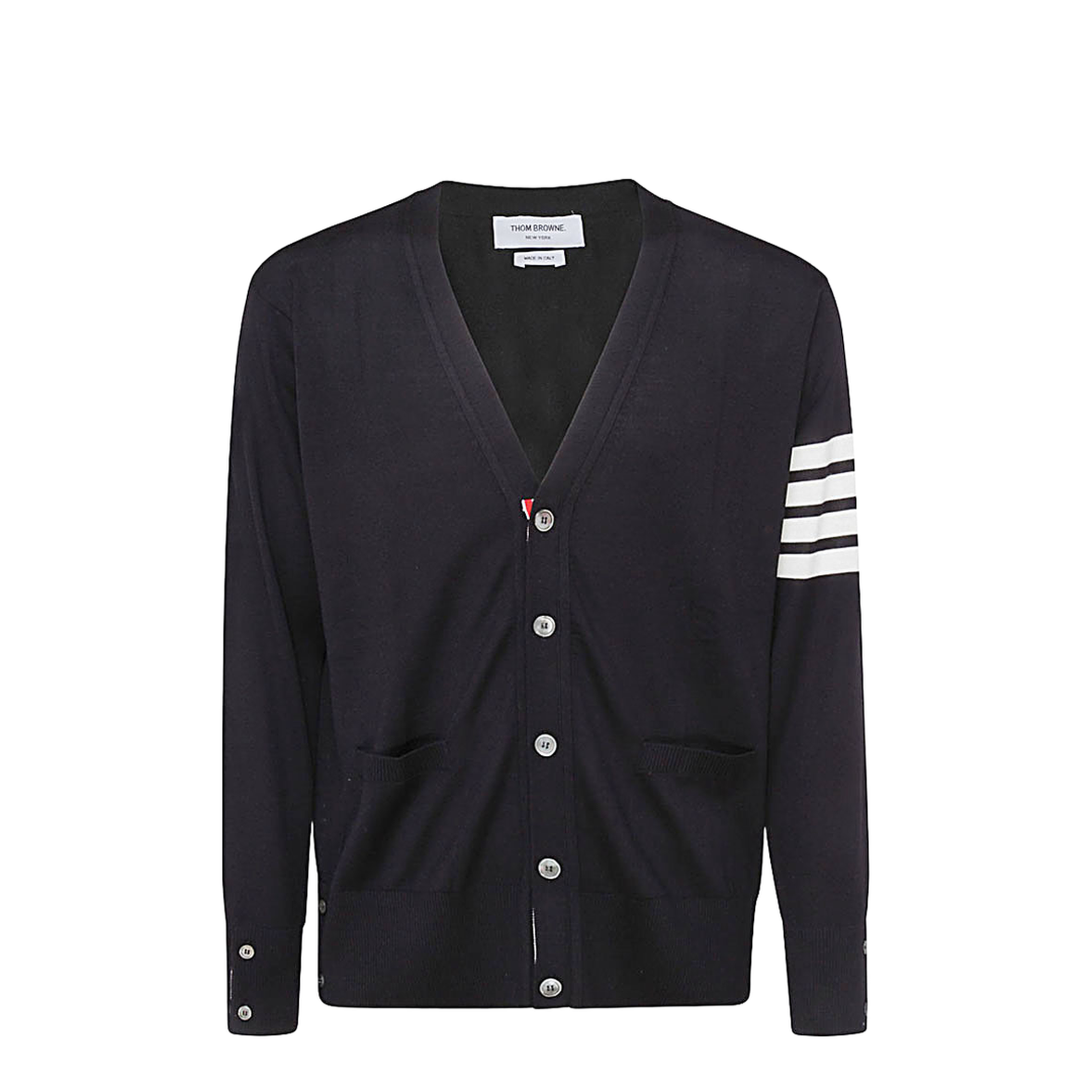 4-Bar Stripe Sustainable V-Neck Cardigan - Image 1