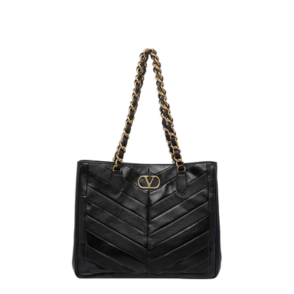 Laseine Nappa Leather Shopping Bag - Black - Image 1