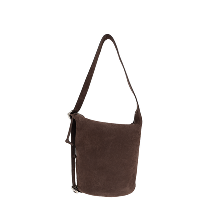 Loop Medium Grained Nubuck Bucket Bag - Dark Chestnut - Image 2