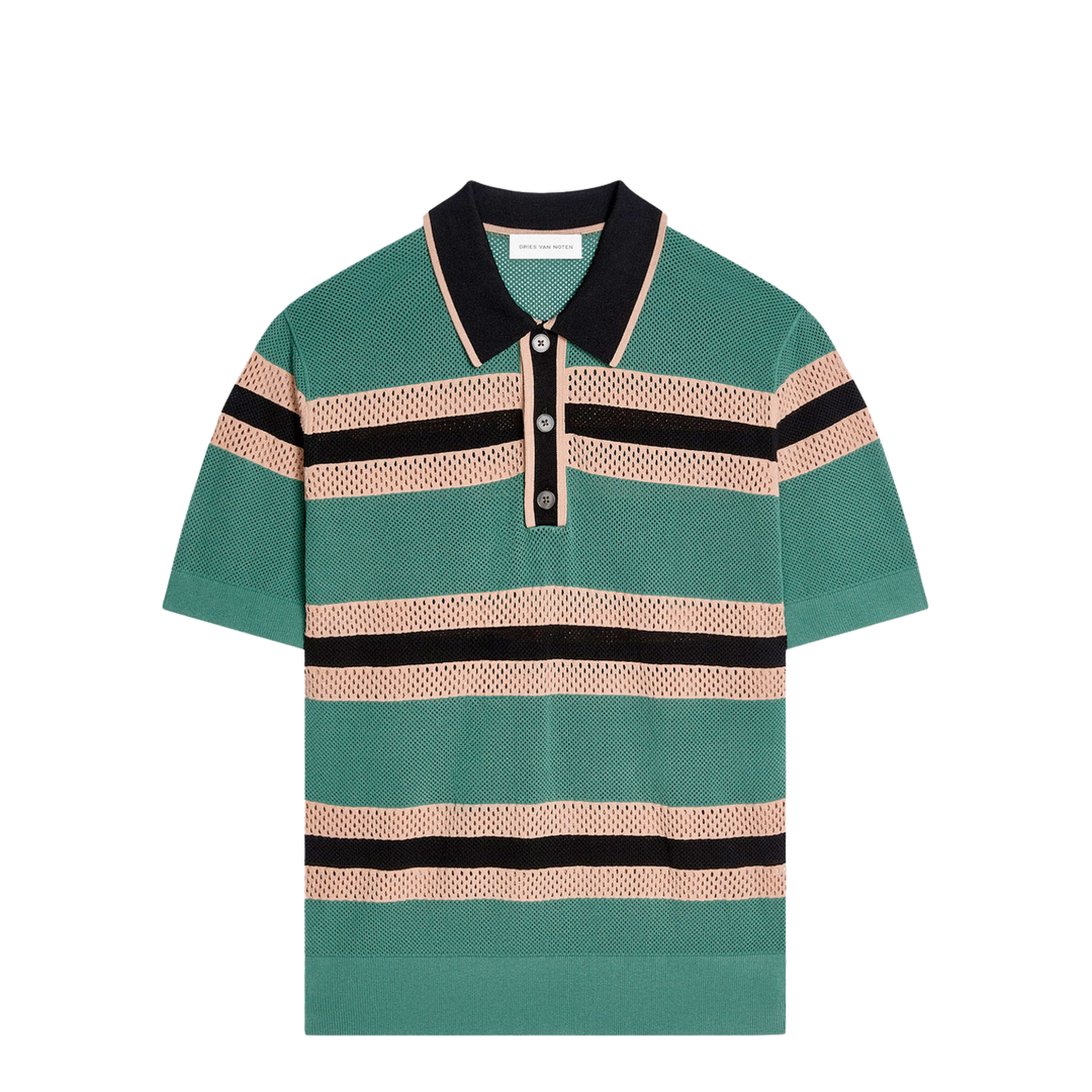Mercy Viscose Mesh Tricolor Striped Polo Shirt - Image 1
