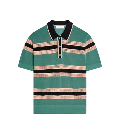 Mercy Viscose Mesh Tricolor Striped Polo Shirt - Image 1