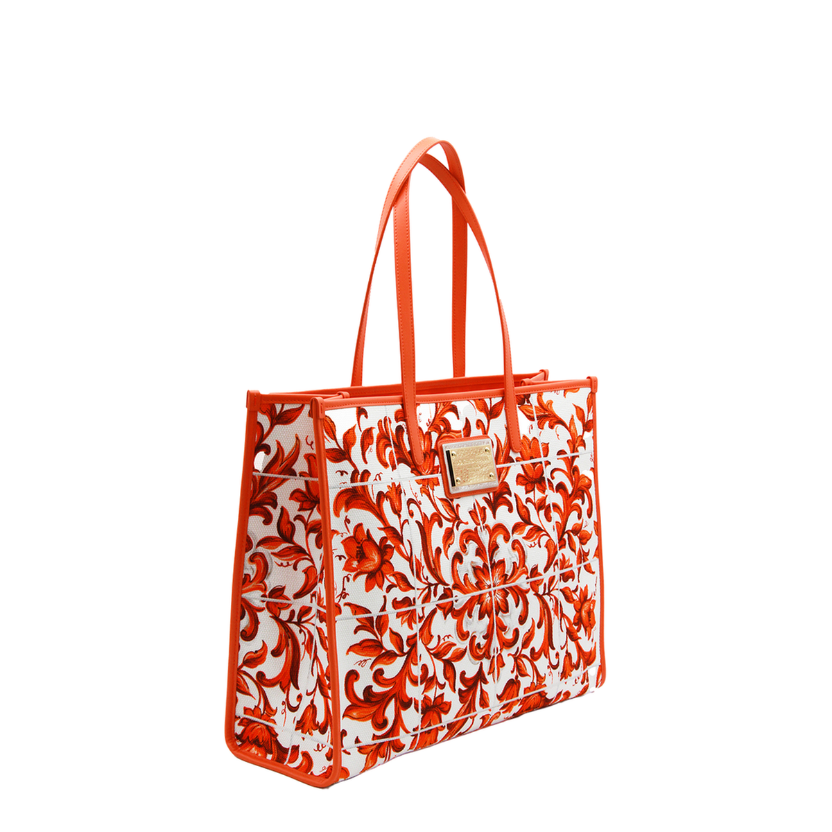 Maiolica Large Canvas Tote - White/Blue - Image 3