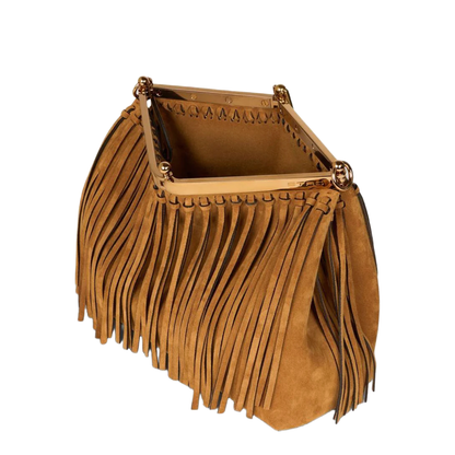 Medium Suede Vela Bag with Fringing - Image 3