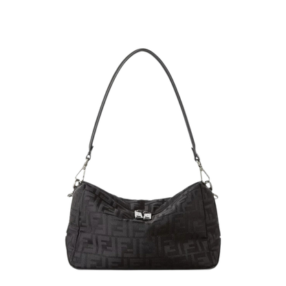 Lui Medium Nylon & Calf Leather Shoulder Bag - Black - Image 1