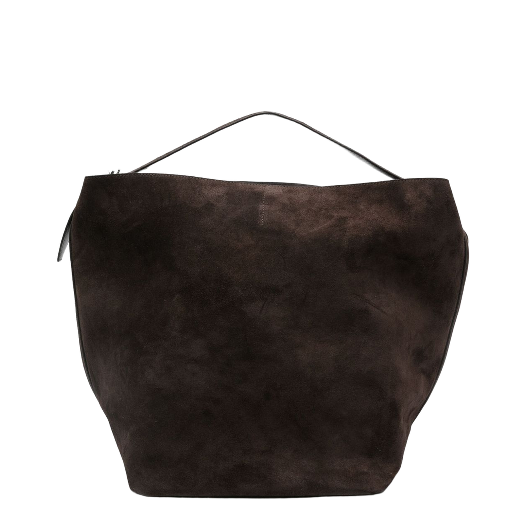 Belted Suede Tote - Brown - Image 1