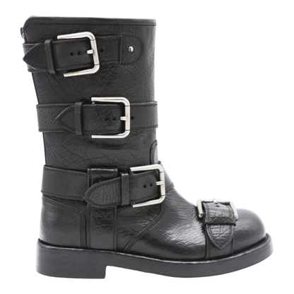 Black leather boots with straps - Image 1