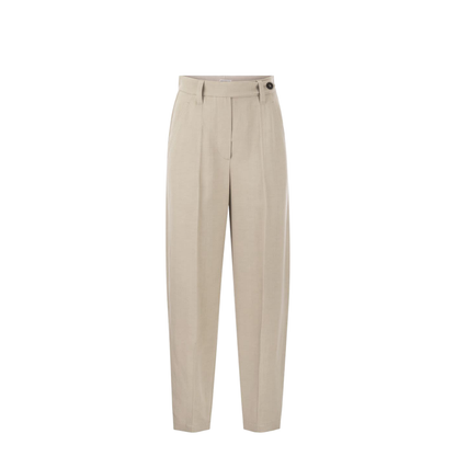 Curved Viscose and Linen Trousers - Image 1