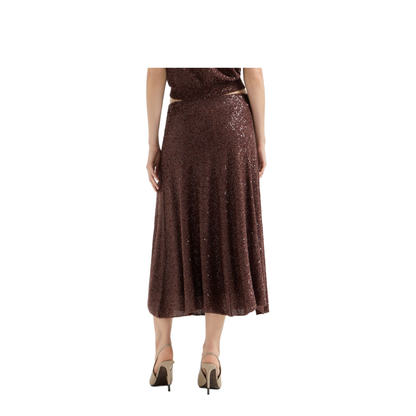 Mid Length A Line Skirt - Brown - Image 4