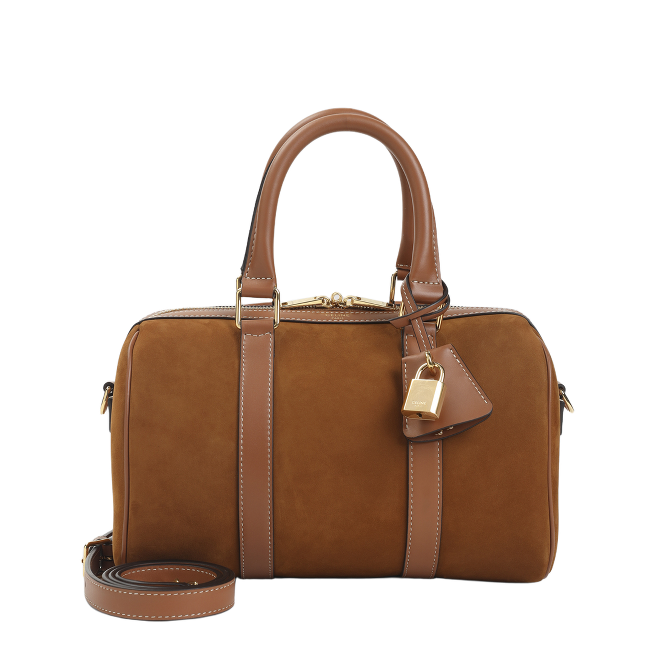 Medium Boston Nubuck Calfskin Handbag Brown - Image 1