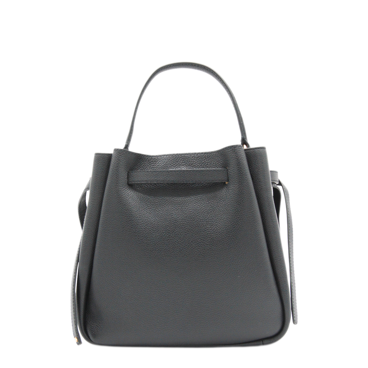 Romy Pebbled Leather Bucket Bag - Black - Image 5