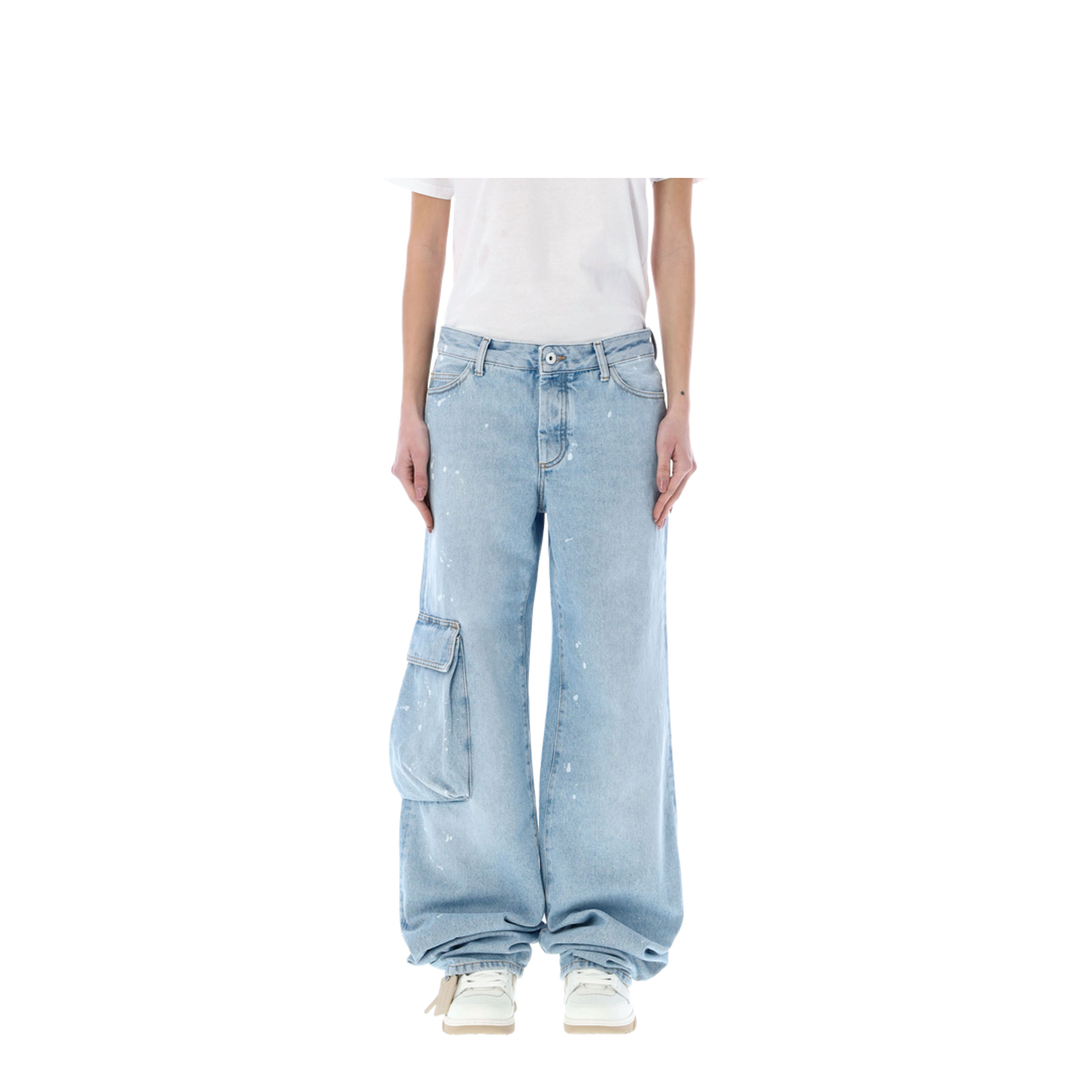 Light Blue Cotton Cargo Jeans - Image 1