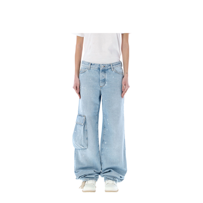 Light Blue Cotton Cargo Jeans - Image 1