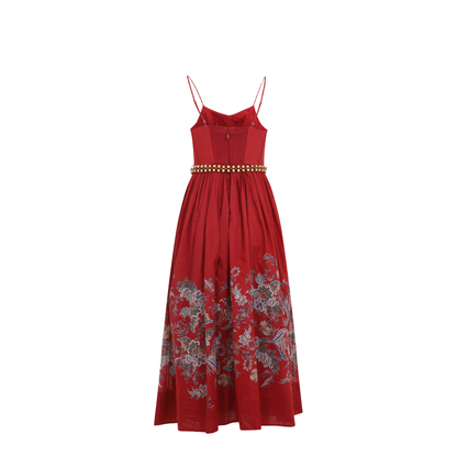 Rhiannon Corset Midi Dress Red - Image 4