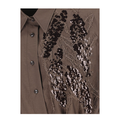 Cotton Long Dress - Brown - Image 4