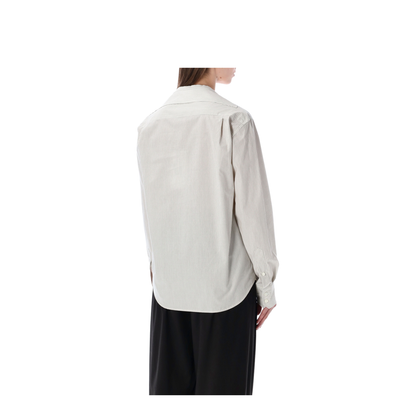 Pinstriped Cotton Shirt with V-Neck - Image 2