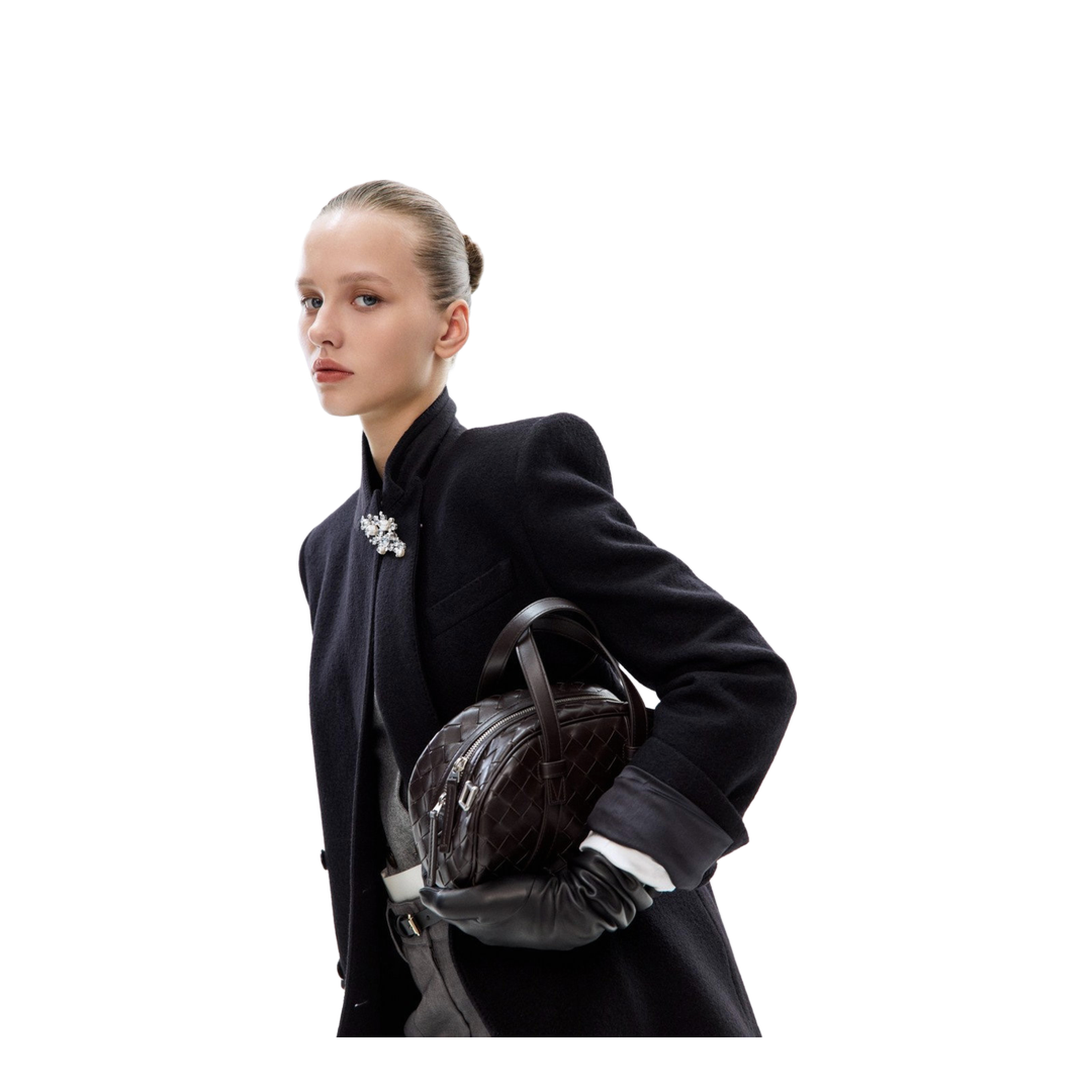 Jim Queen Small Calfskin Shoulder Bag - Fondant/Silver - Image 3