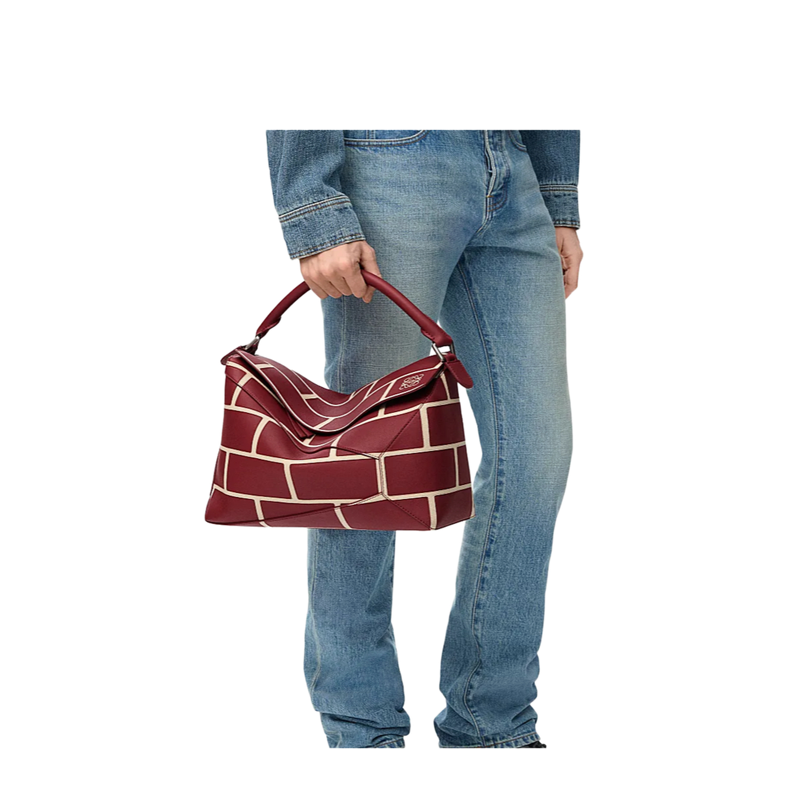 Large Puzzle Edge Bag in Classic Calfskin Red - Image 5