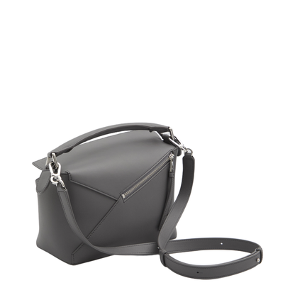 Puzzle Edge Small Calfskin Shoulder Bag- Grey - Image 2