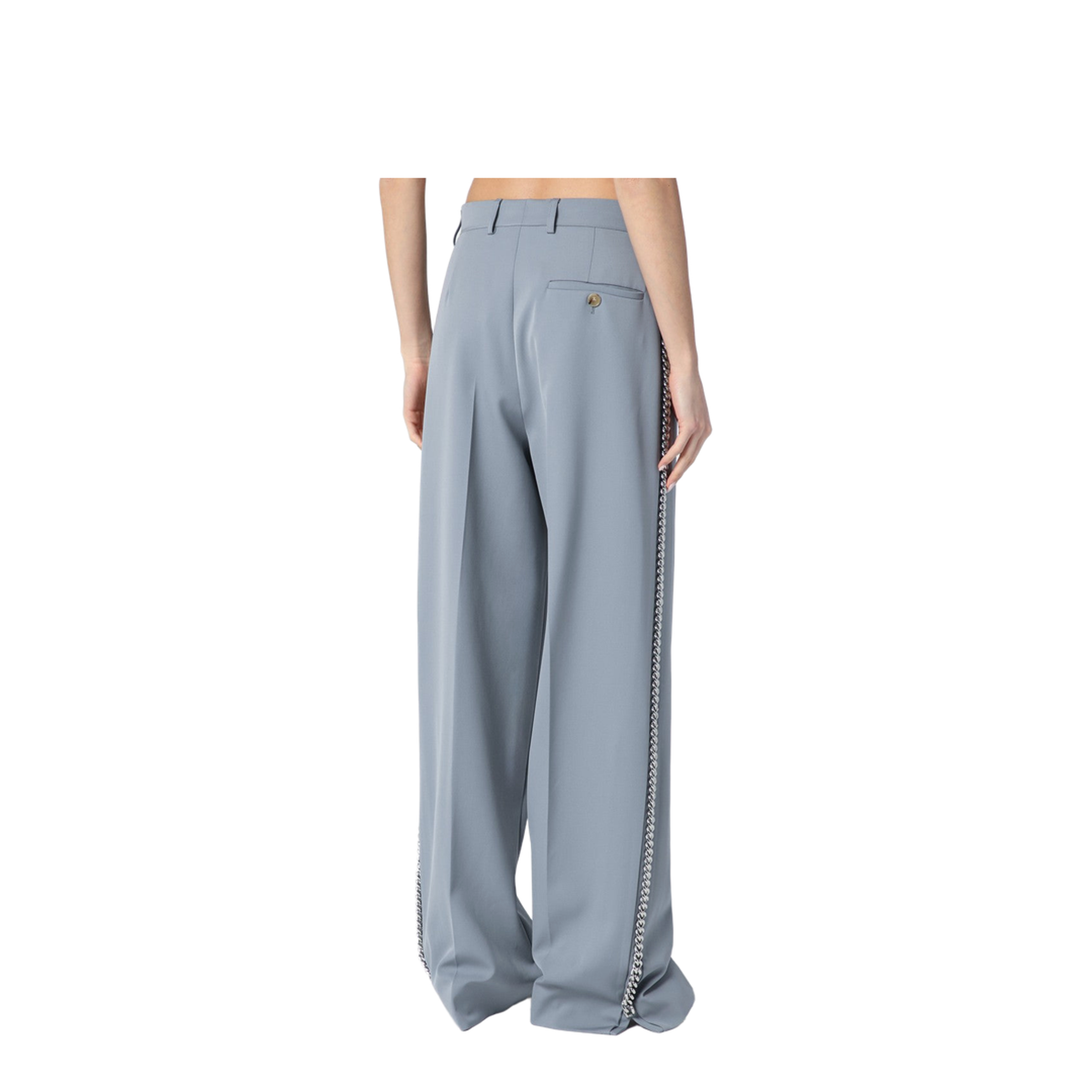 Wide-leg Light Grey Falabella Pants with Chain - Image 2