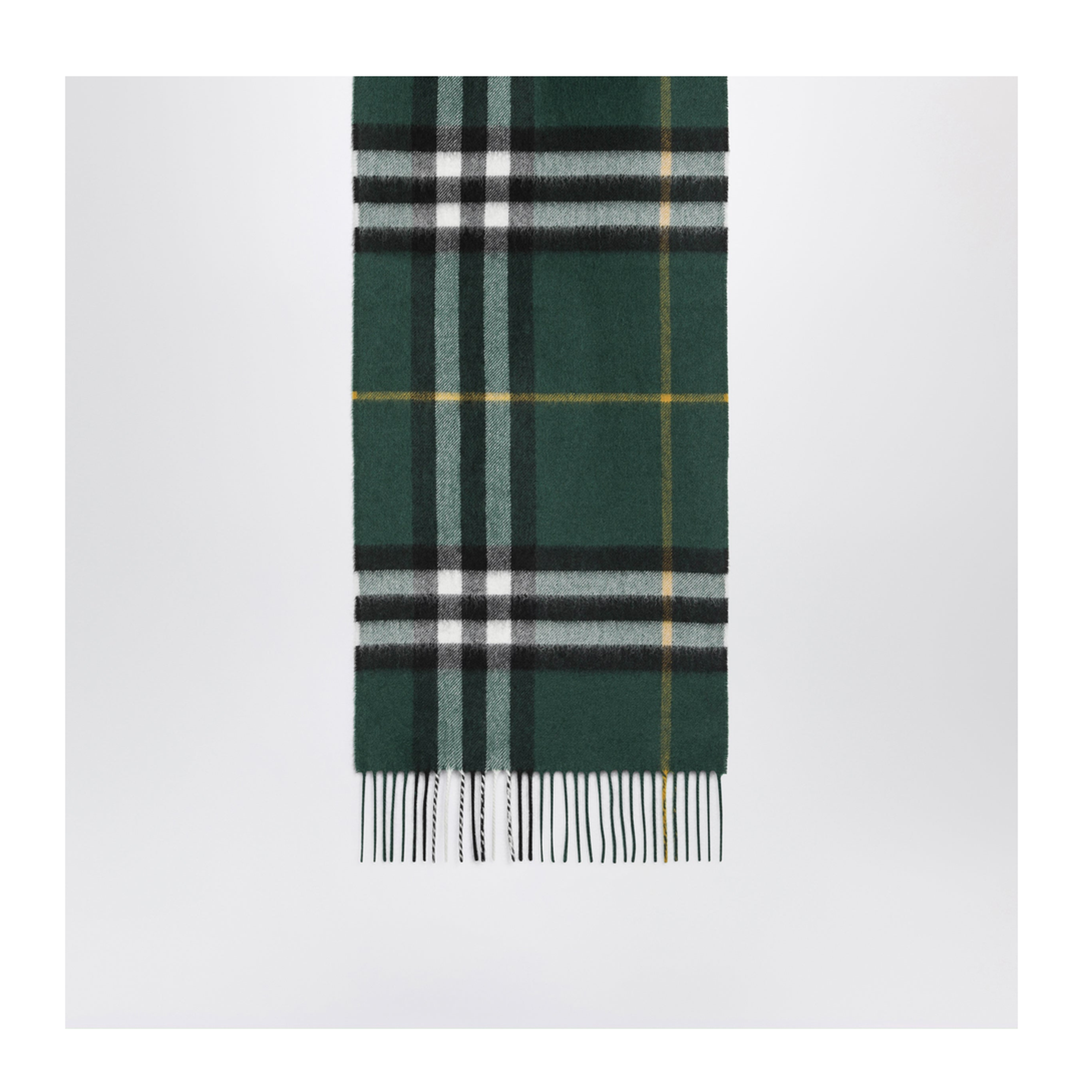 Cashmere Check Scarf in Dark Fern Green - Image 2