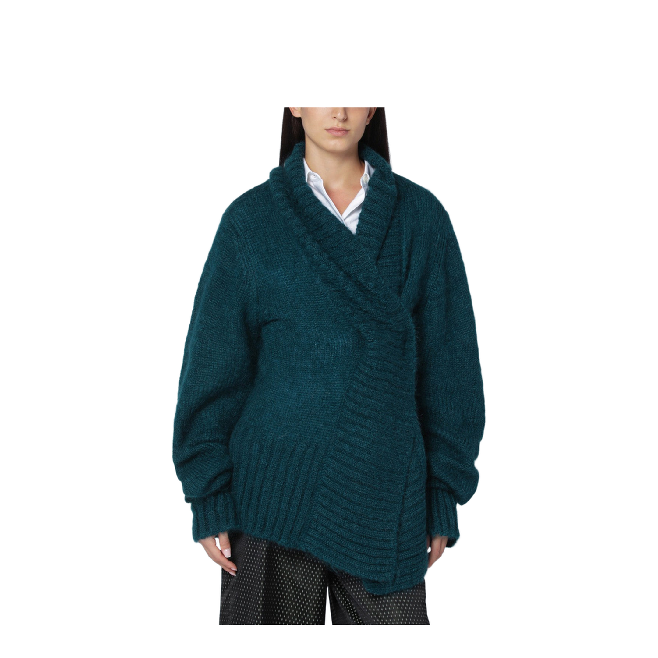 Oversized Petroleum Green Mohair-Blend Sweater - Image 1