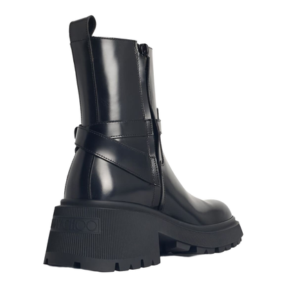 Decorative Buckle Black Calfskin Leather Flats - Image 2