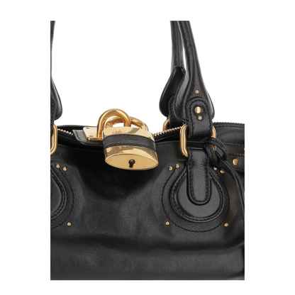 Paddington Grained Buffalo Leather Shoulder Bag - Black - Image 3