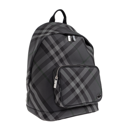 Grid Nylon Backpack - Charcoal Grey - Image 4