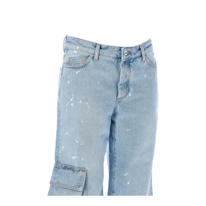 Light Blue Cotton Cargo Jeans - Image 5