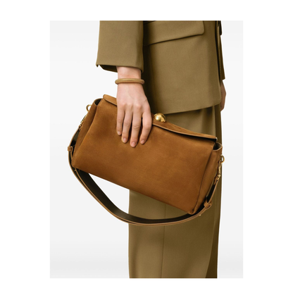 Hazelnut Brown Suede Leather Carrousel Medium Bag - Image 2