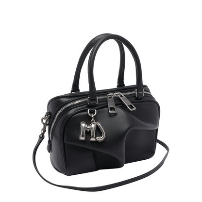 The Micro Bauletto Calf Leather Top Handle Bag - Black - Image 2