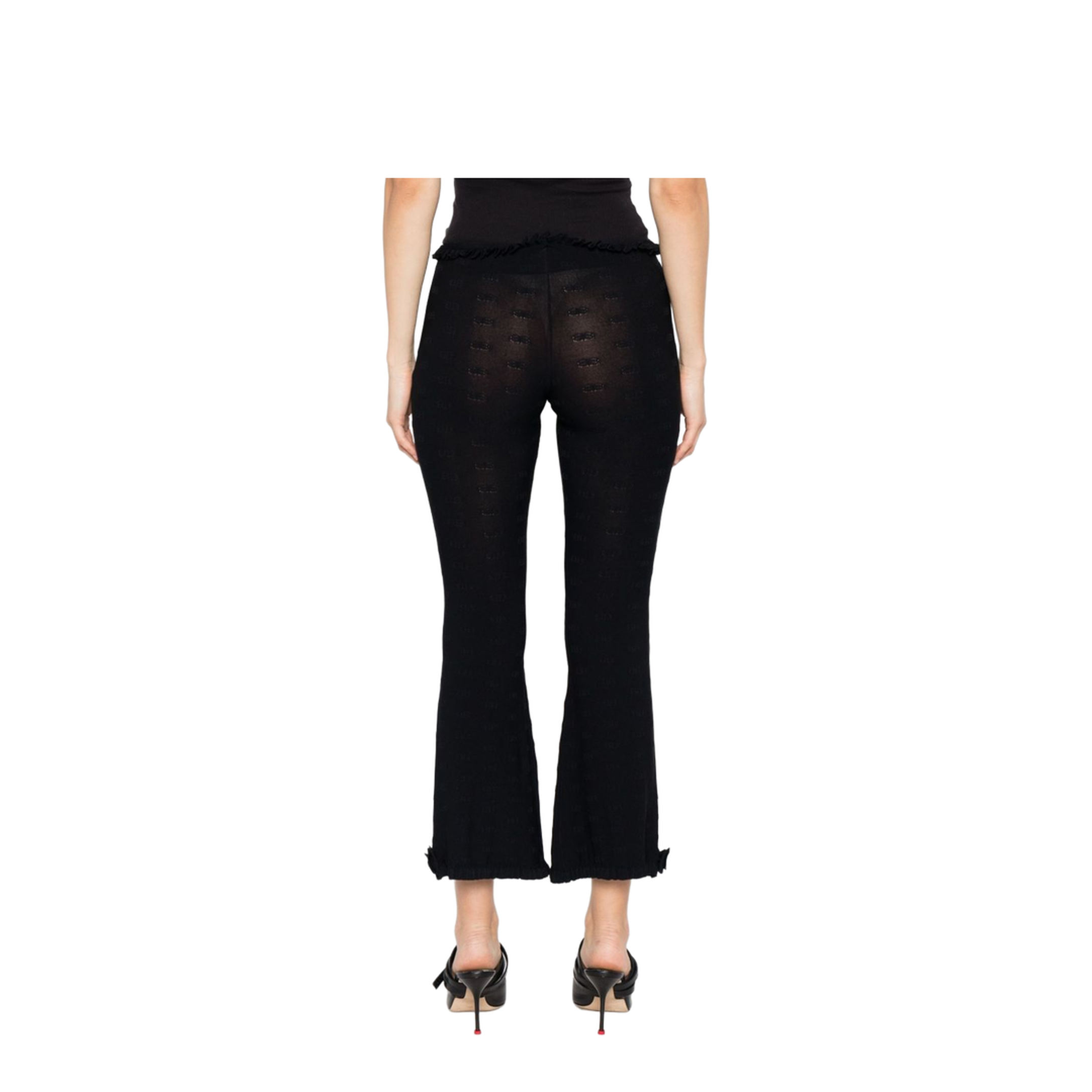 Flared Capri Pants in Black - Image 4