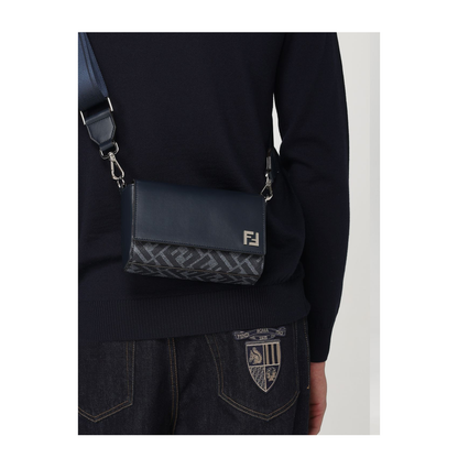 FF Leather Crossbody Bags - Navy Blue - Image 2