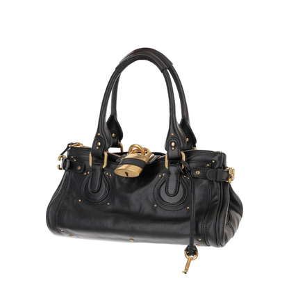 Paddington Grained Buffalo Leather Shoulder Bag - Black - Image 2