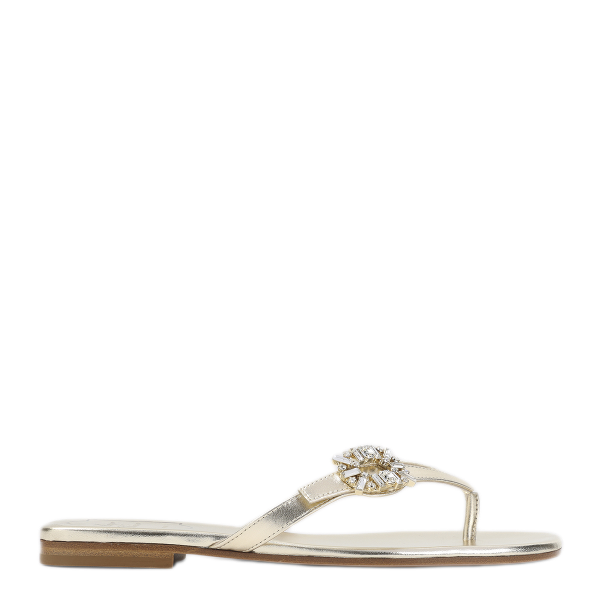 Light Gold Leather Strass B Flip Flops - Image 3